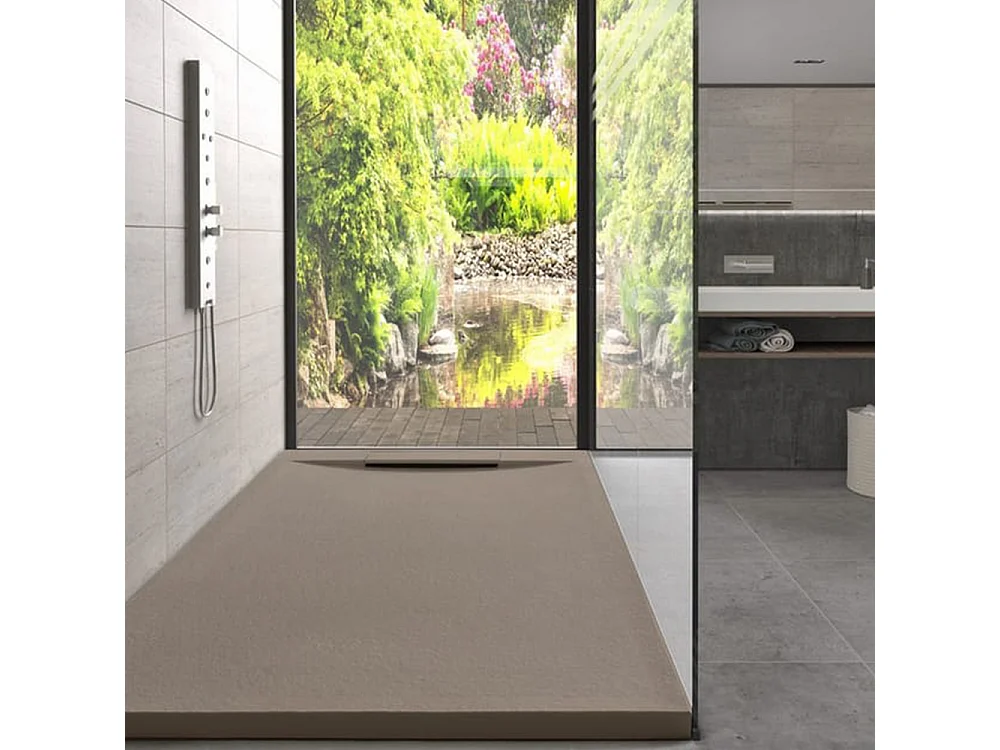 Receveur de douche en résine antidérapant avec bonde cachée | Couleur Moka | 140x90cm