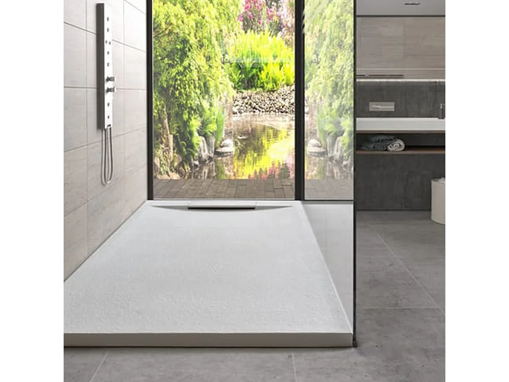 Receveur de douche en résine antidérapant avec bonde cachée | Couleur Blanc | 120x100cm