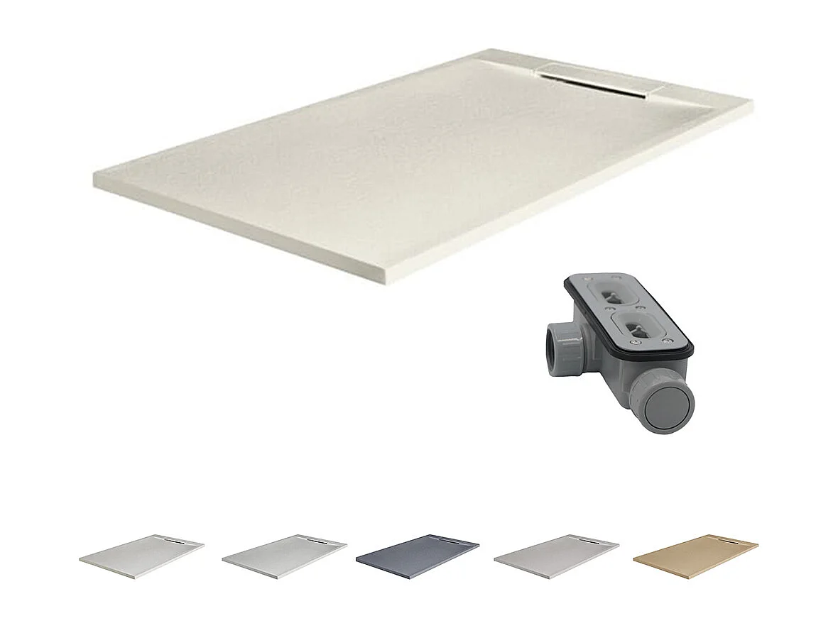 Receveur de douche en résine antidérapant avec bonde cachée | Couleur Beige | 180x100cm