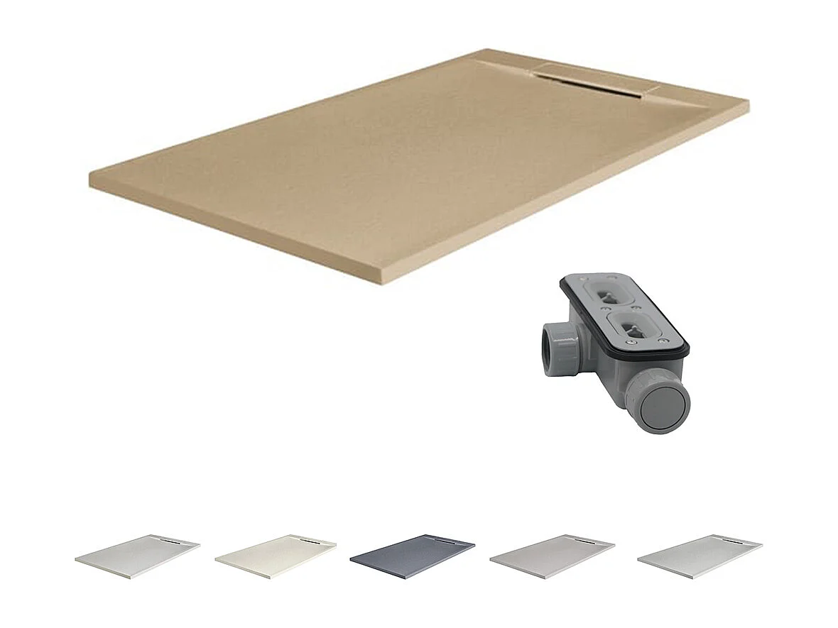 Receveur de douche en résine antidérapant avec bonde cachée | Couleur Moka | 160x70cm