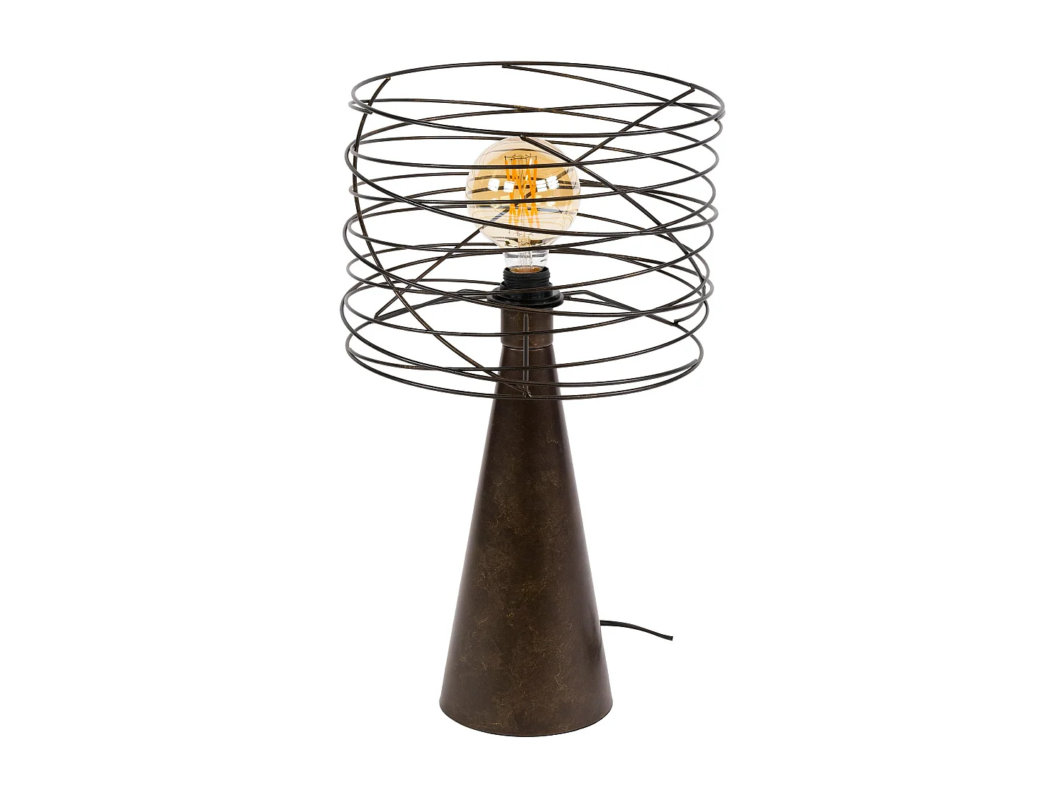 Lampe de salon métal marron pied conique RALF