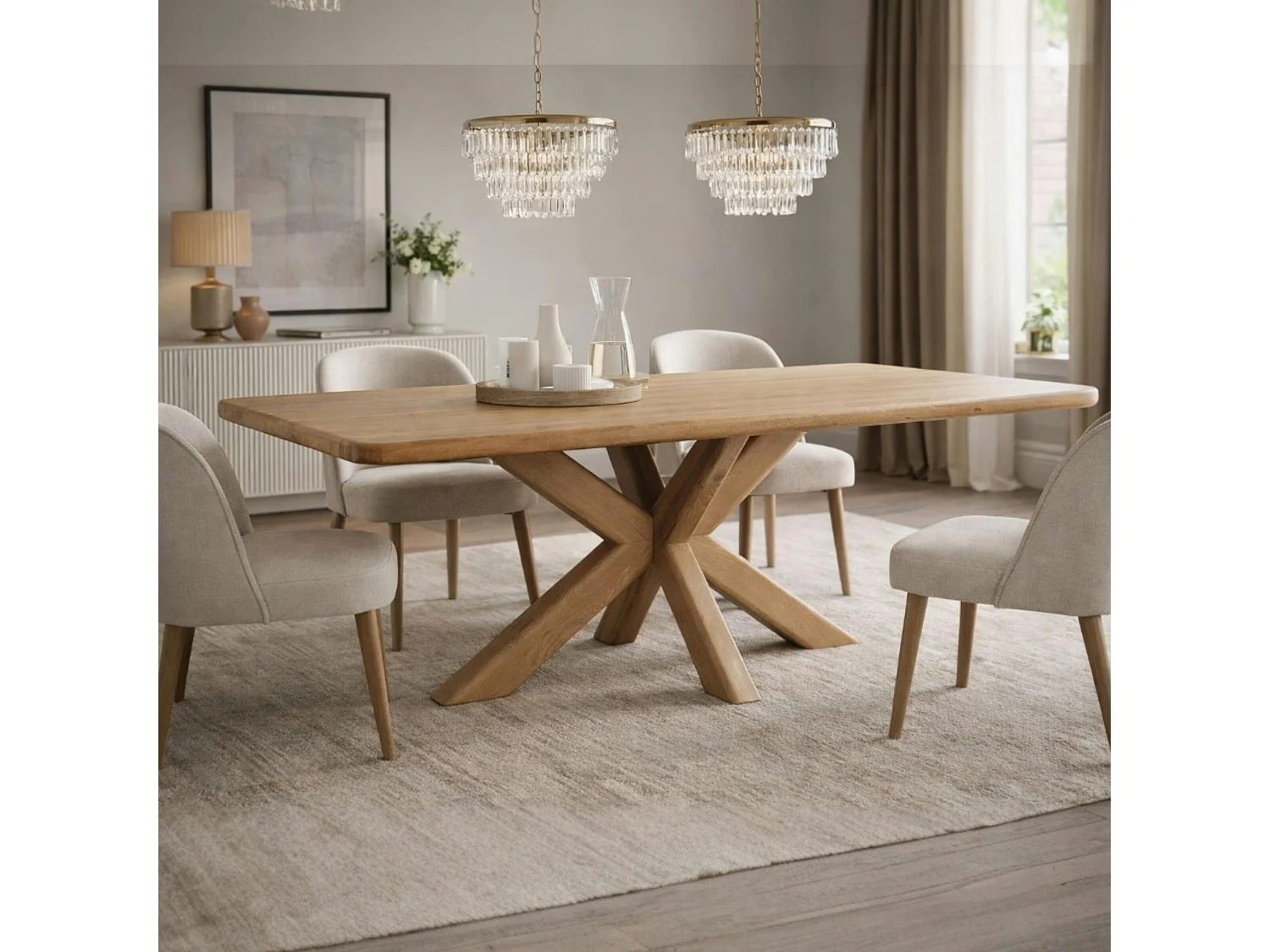 Table à manger chêne massif bords arrondis 240 cm ASTER