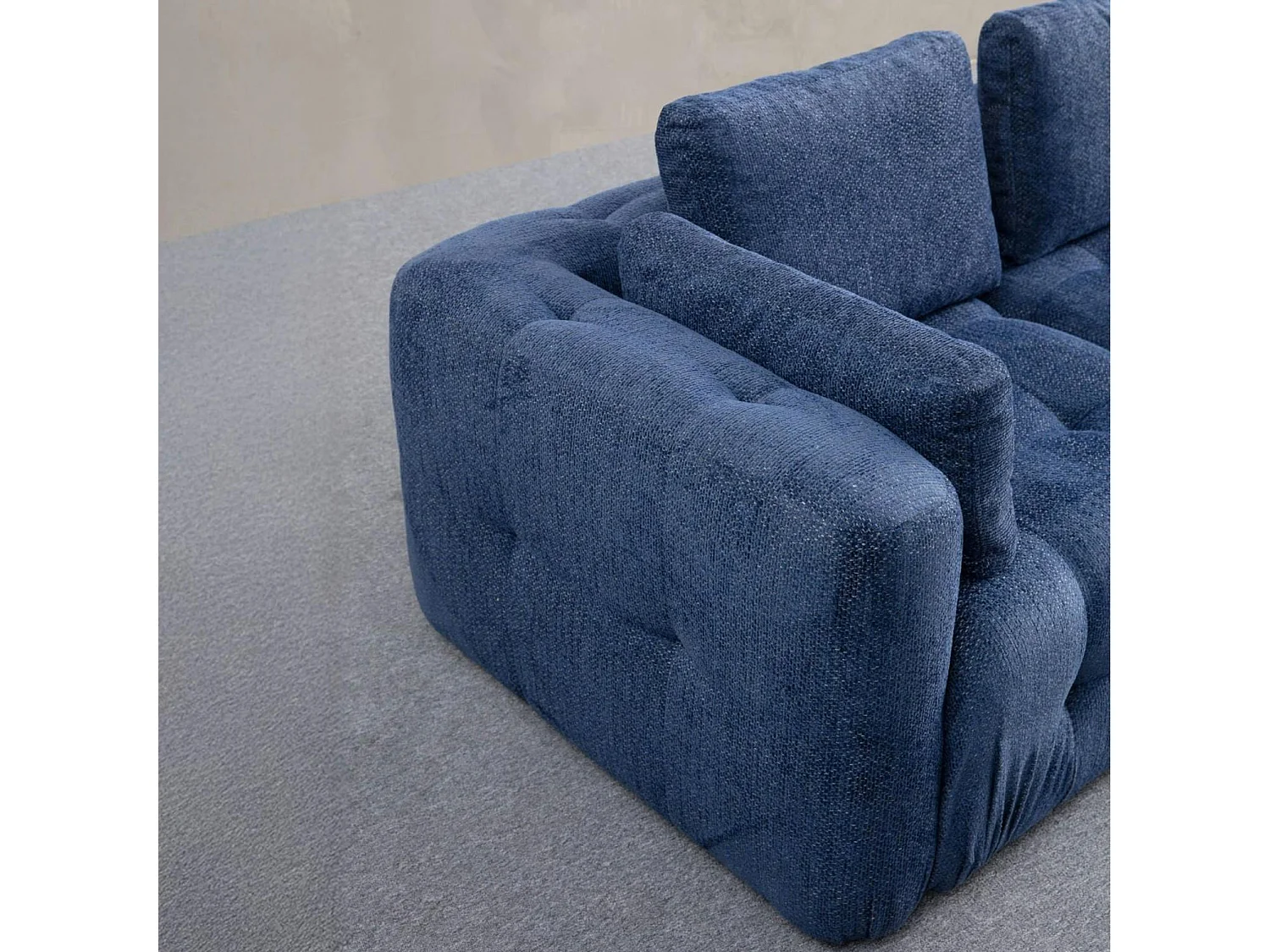 Canapé 2 places modulable bleu foncé, forme organique BARI