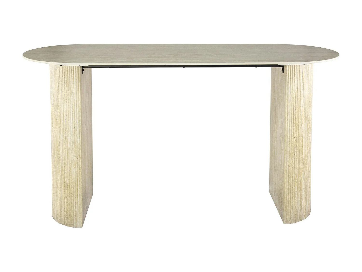 Table bar céramique effet travertin, pieds colonne 180 cm ASCOLI