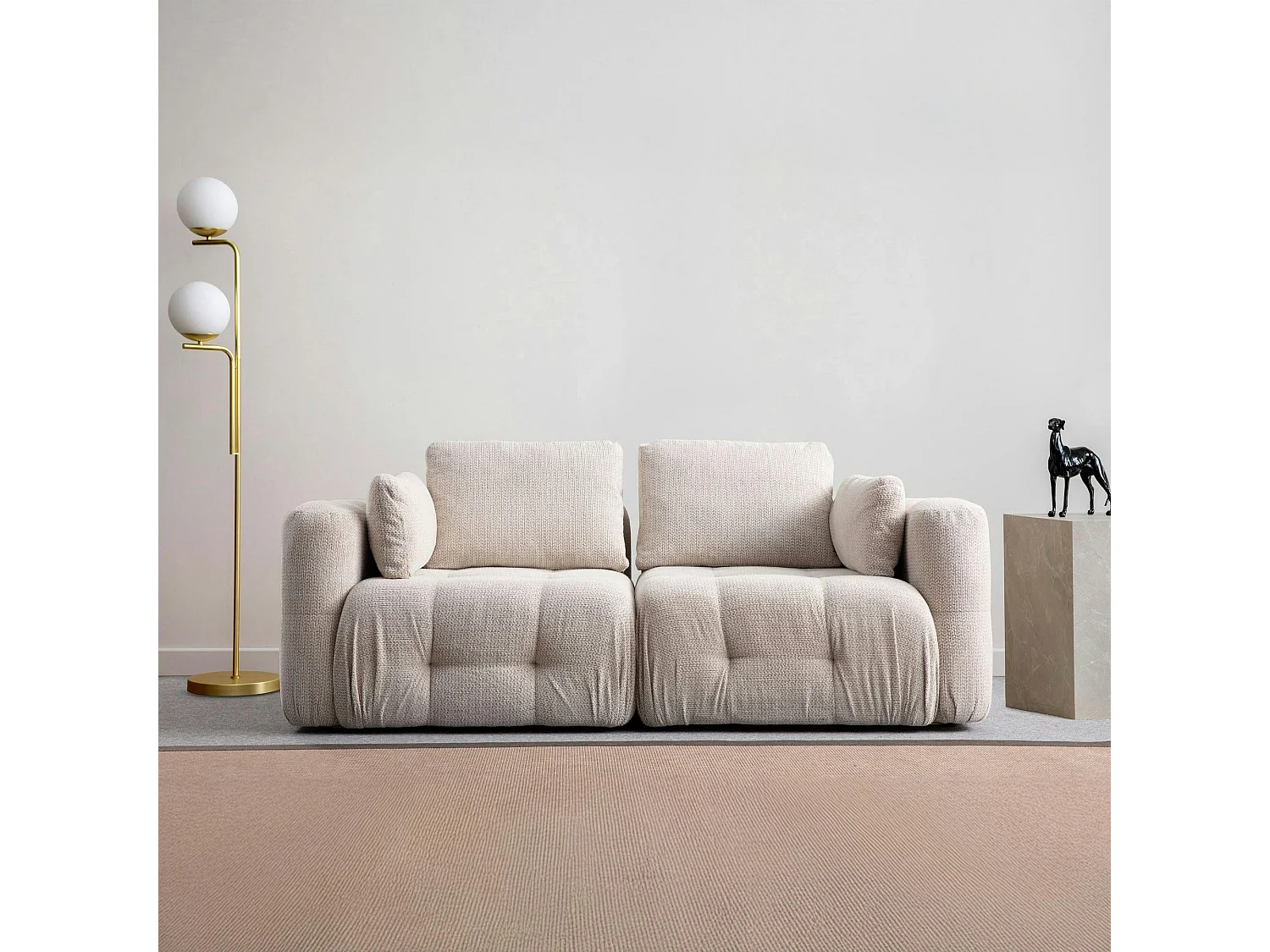 Canapé 2 places modulable beige, forme organique BARI