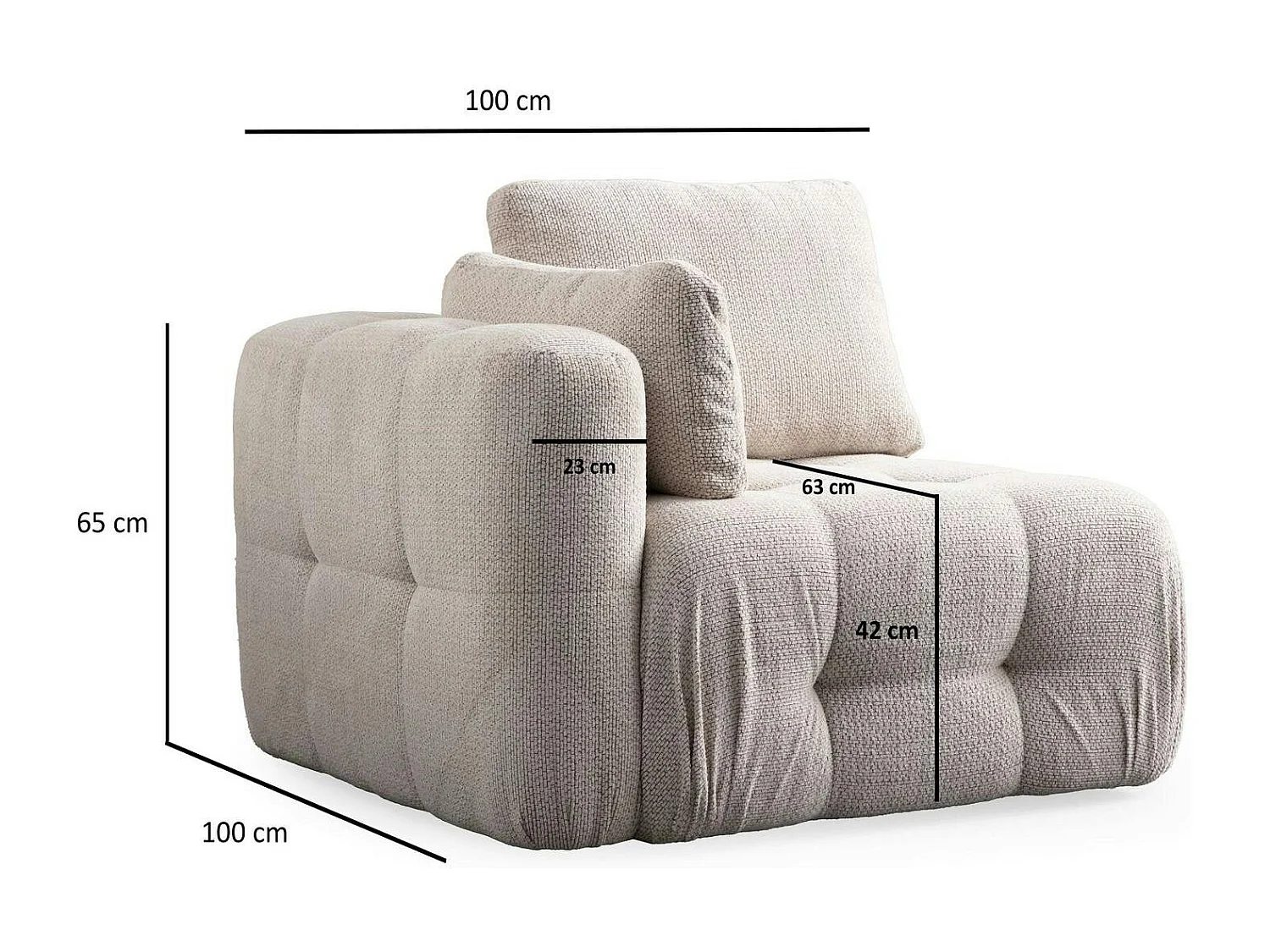 Canapé 2 places modulable beige, forme organique BARI