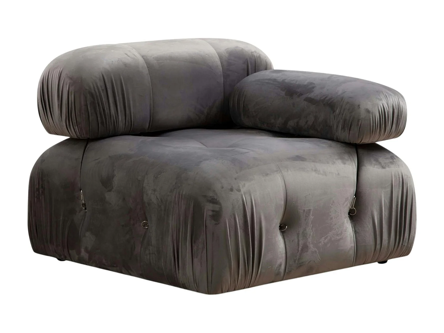 Canapé modulable 3 places, tissu gris velours RONDA