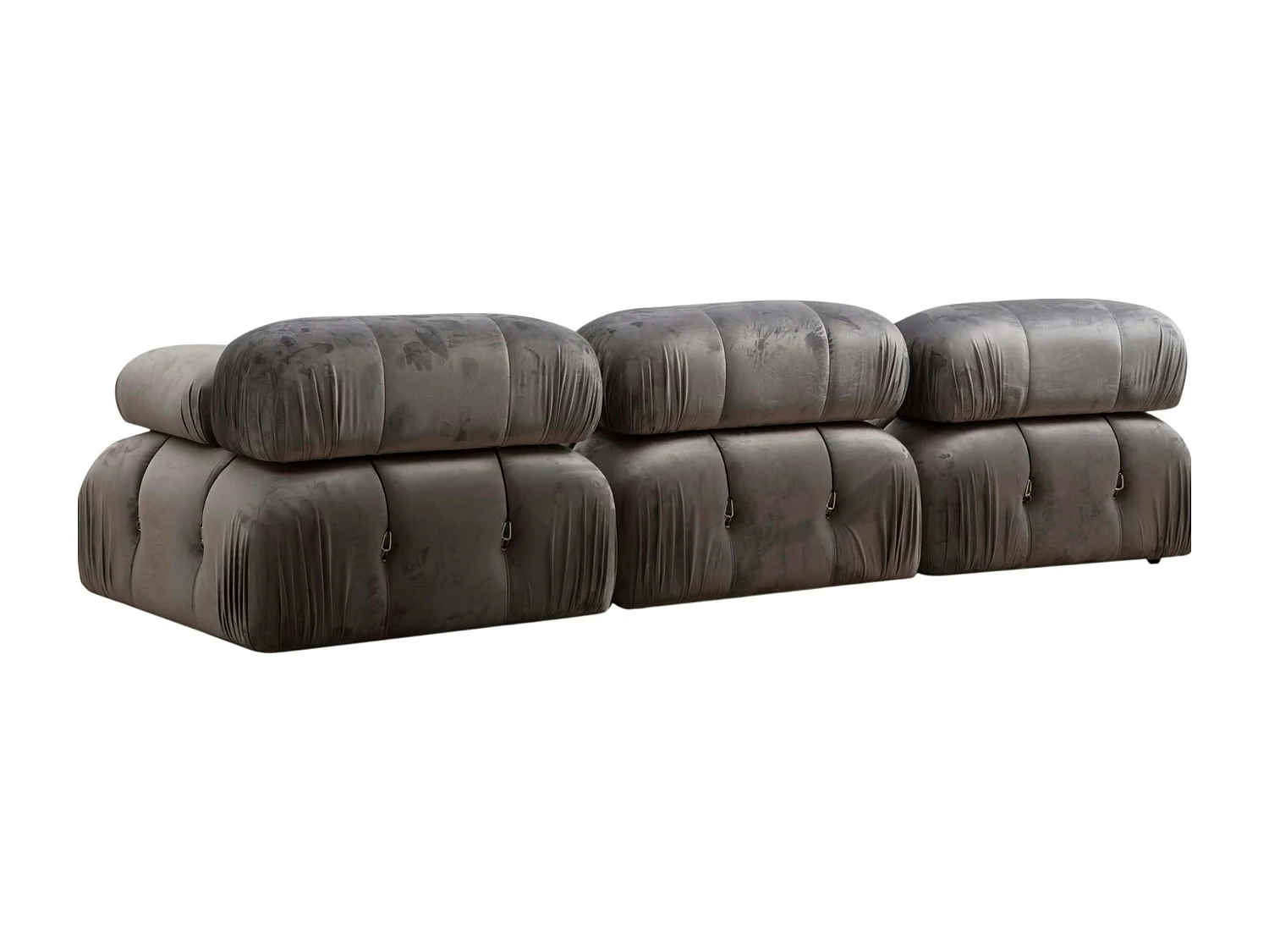 Canapé modulable 3 places, tissu gris velours RONDA