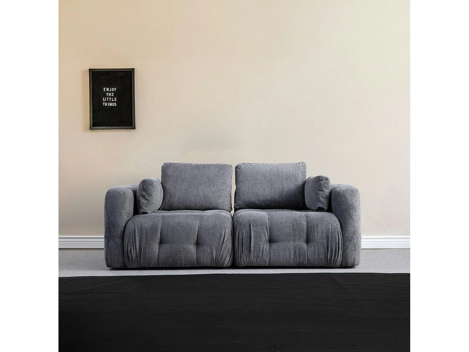 Canapé 2 places modulable gris, forme organique BARI