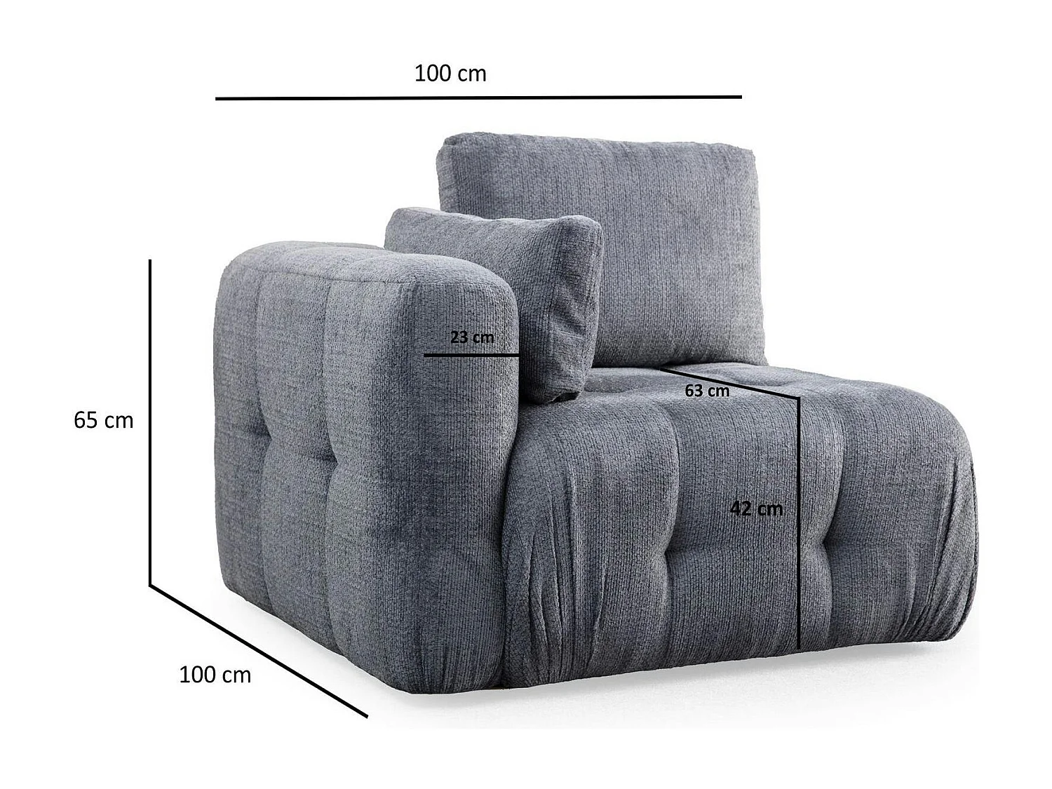 Canapé 2 places modulable gris, forme organique BARI