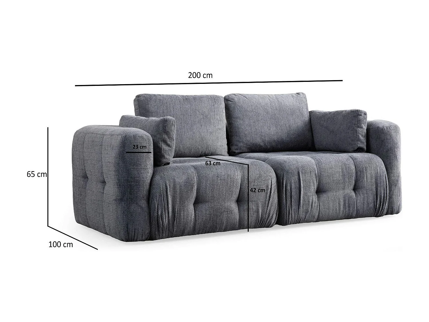 Canapé 2 places modulable gris, forme organique BARI