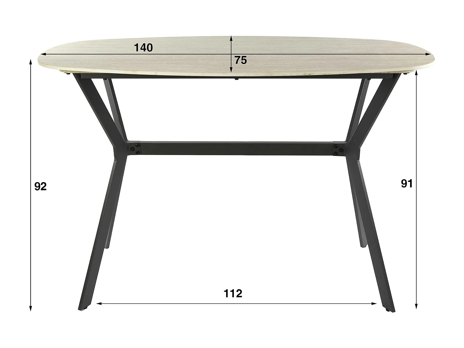 Table haute céramique effet travertin 140 cm ASCOLI