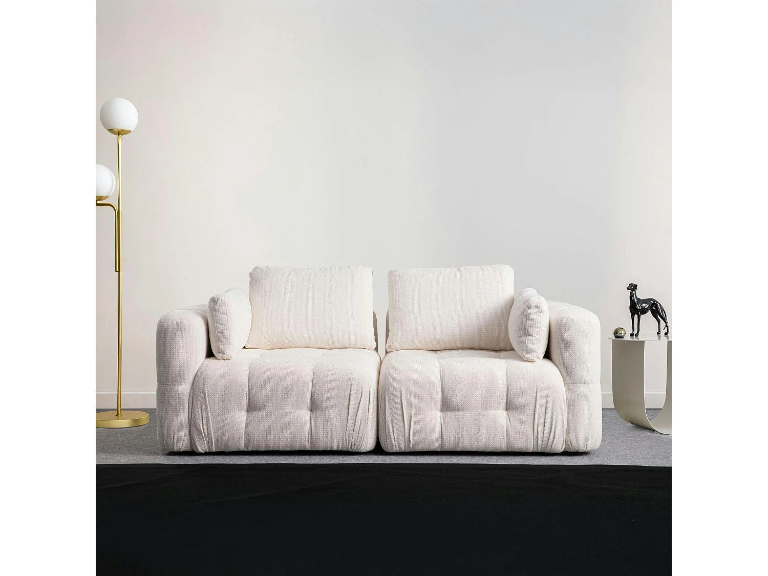 Canapé 2 places modulable blanc, forme organique BARI