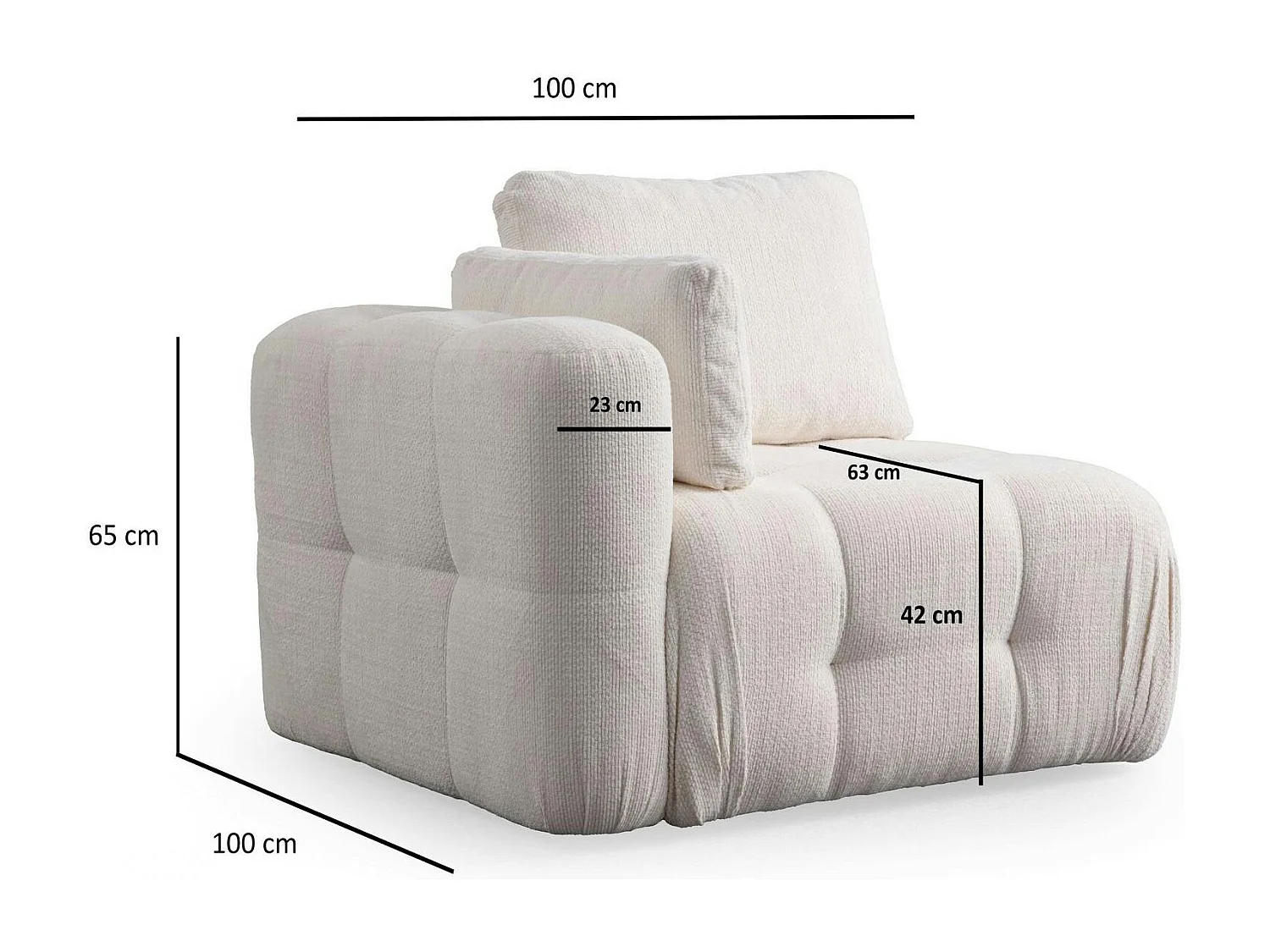 Canapé 2 places modulable blanc, forme organique BARI