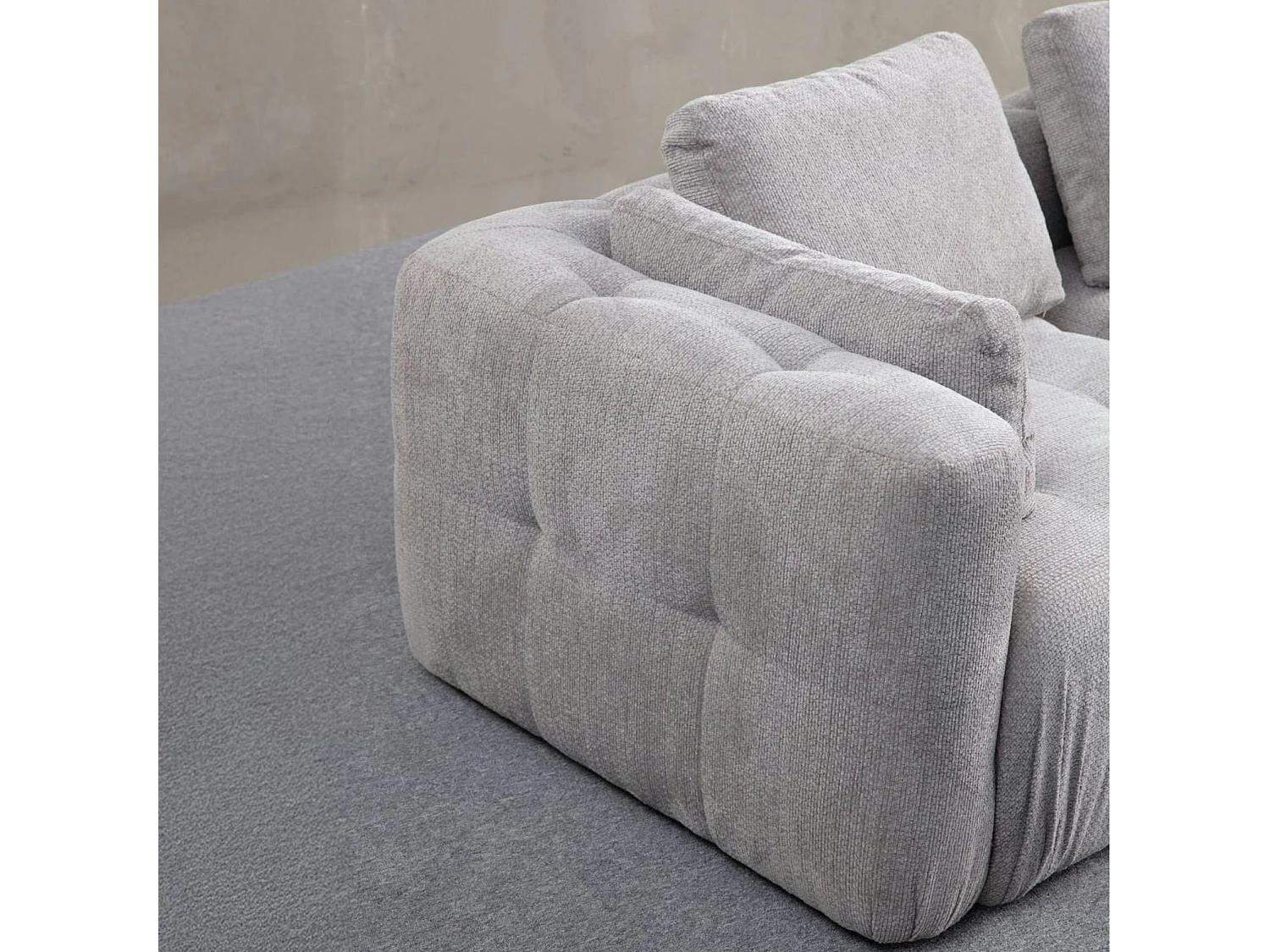 Canapé 2 places modulable gris clair, forme organique BARI