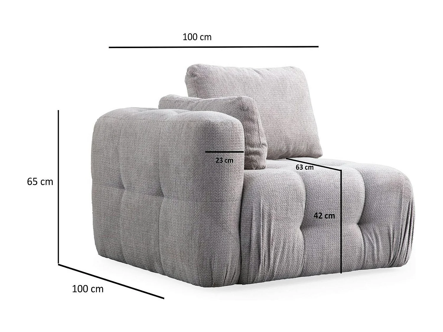 Canapé 2 places modulable gris clair, forme organique BARI