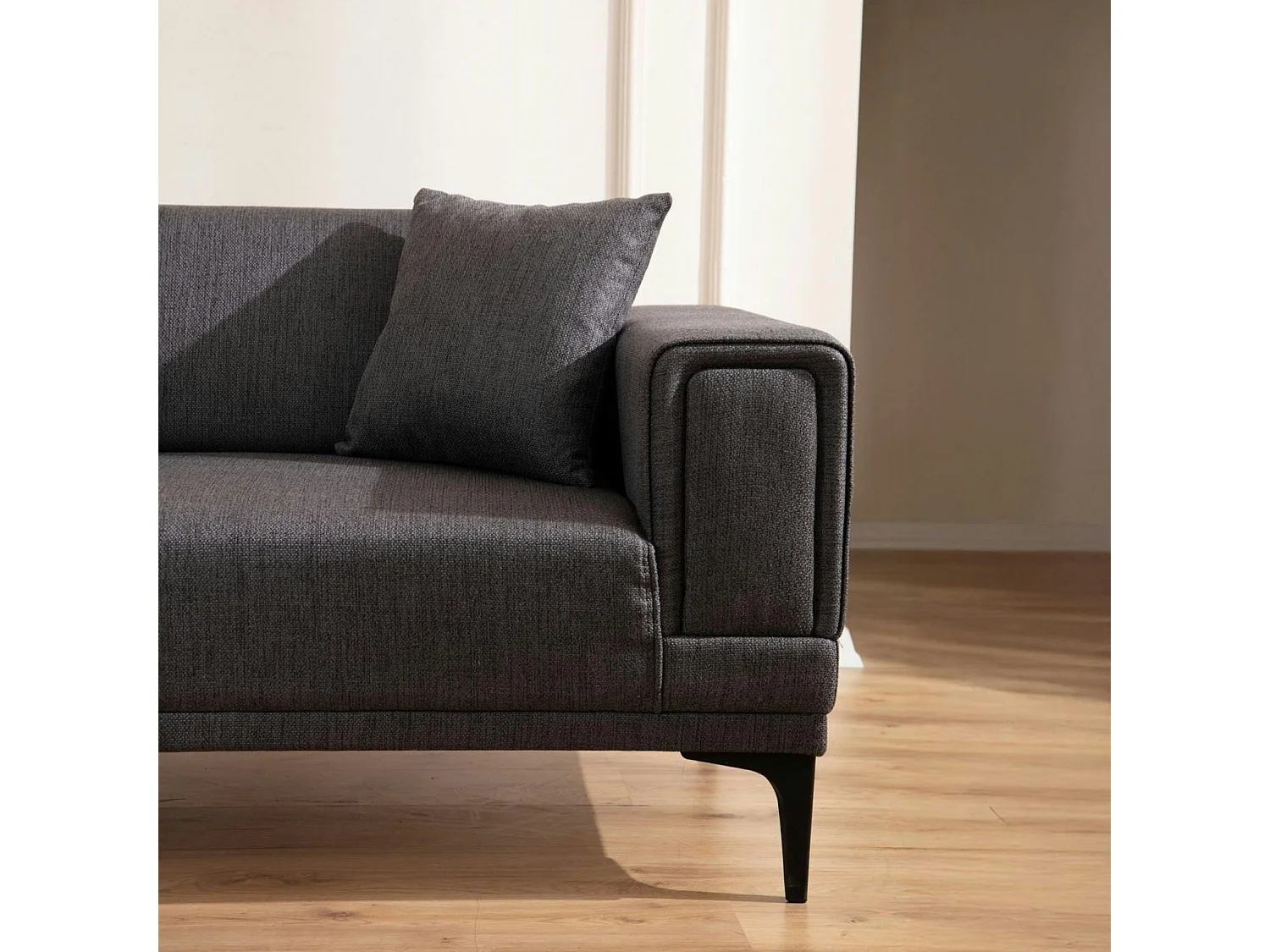 Canapé 2 places anthracite, accoudoirs matelassés 170 cm LUCCA