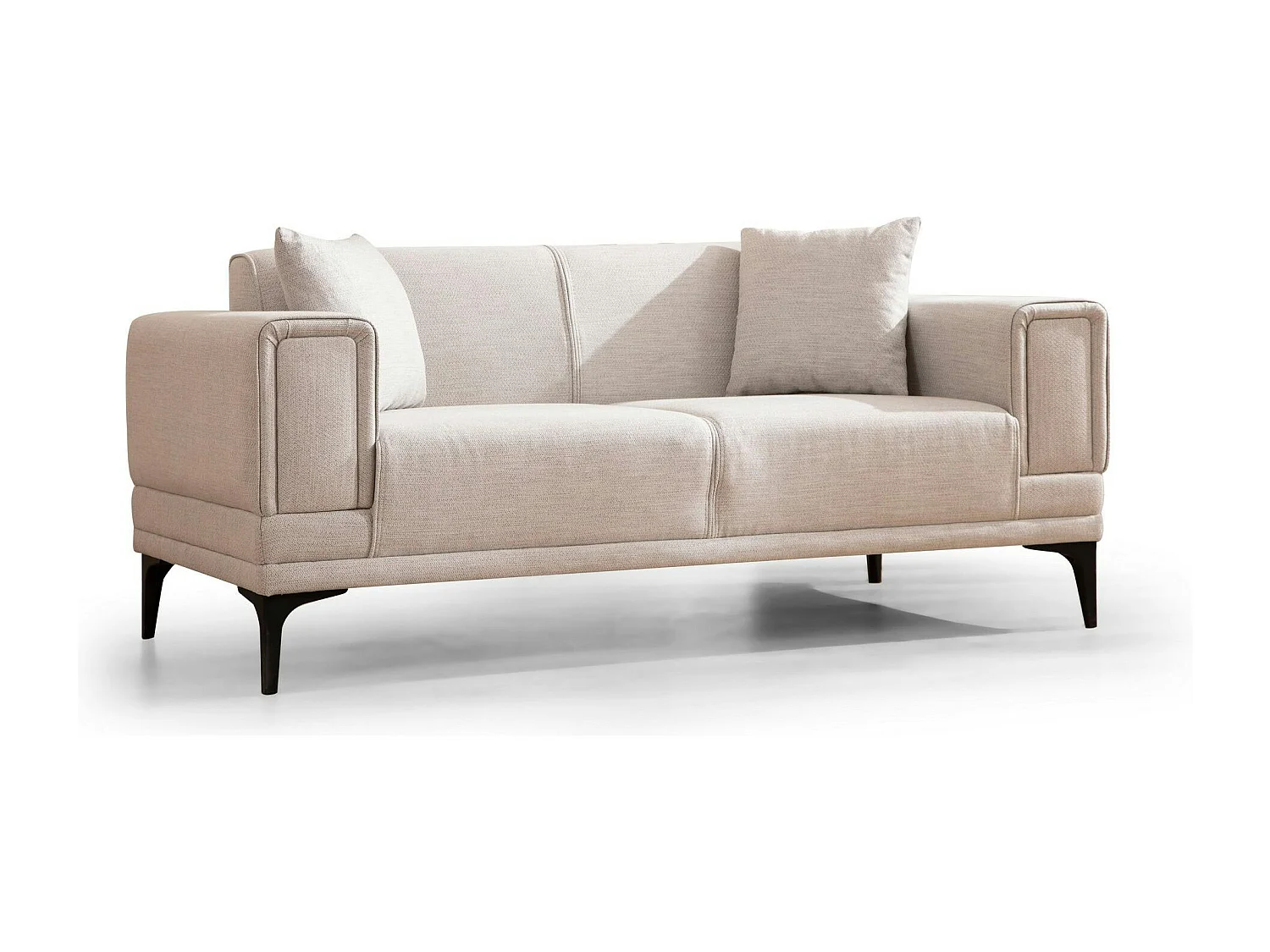 Canapé 2 places écru, accoudoirs matelassés 170 cm LUCCA