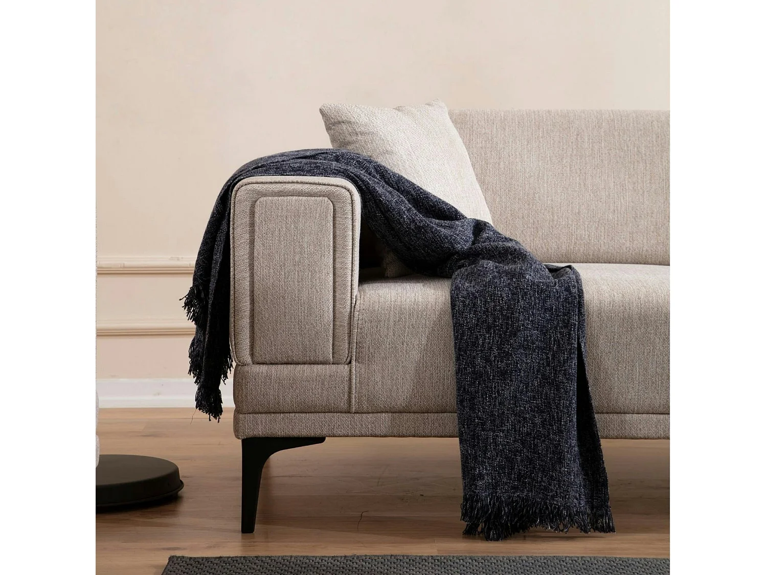 Canapé 2 places taupe, accoudoirs matelassés 170 cm LUCCA