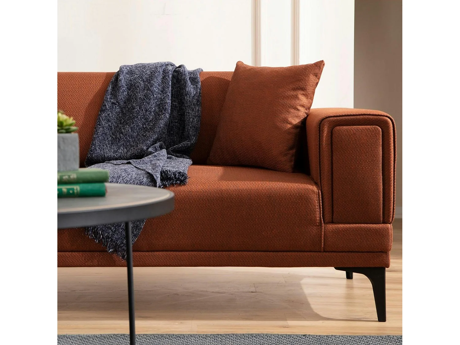 Canapé 2 places rouille, accoudoirs matelassés 170 cm LUCCA