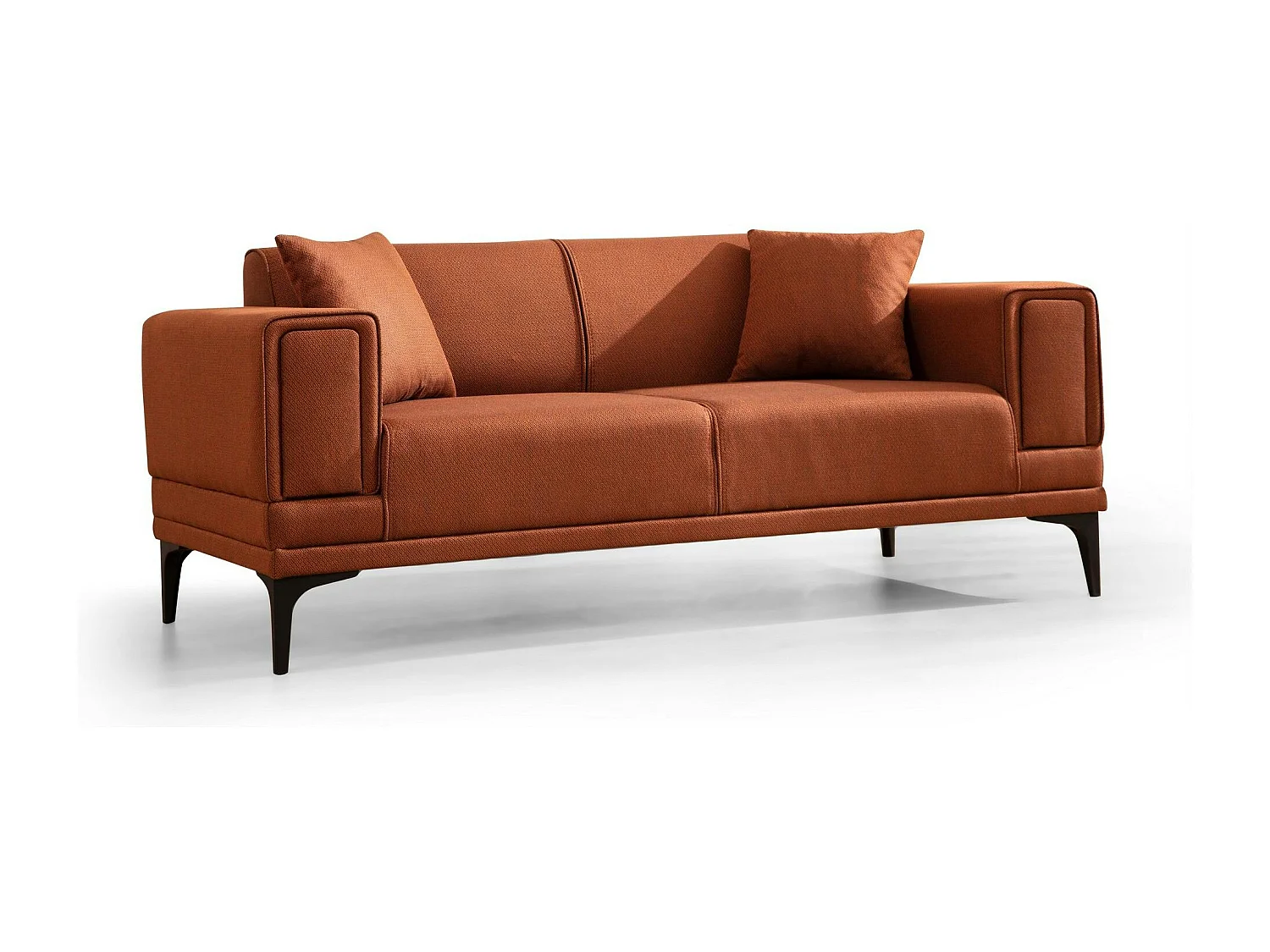 Canapé 2 places rouille, accoudoirs matelassés 170 cm LUCCA