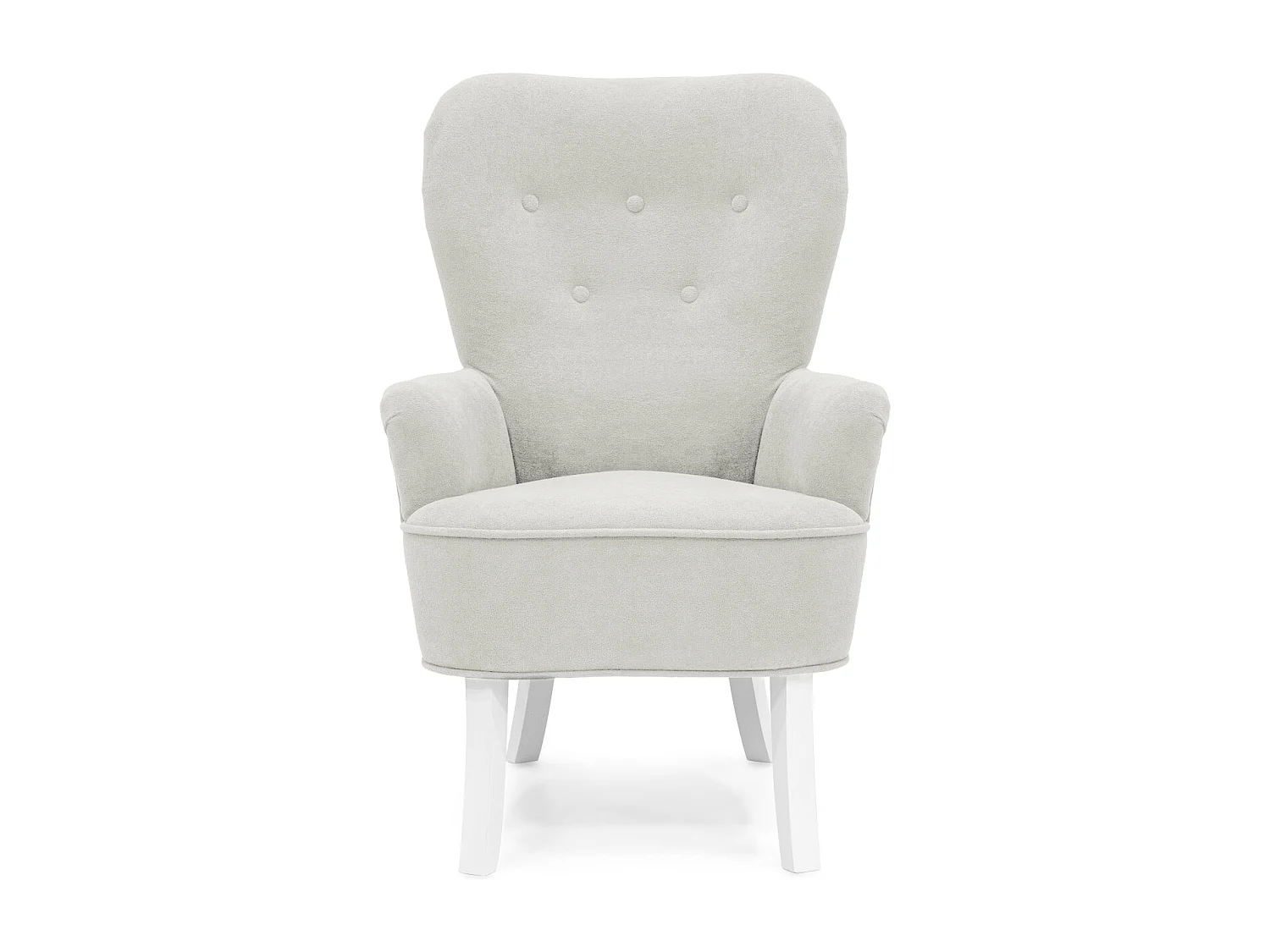 Velo Sessel - Gepolsterter Sessel mit Holzbeinen, Retro-Stil, Cremeweiß.