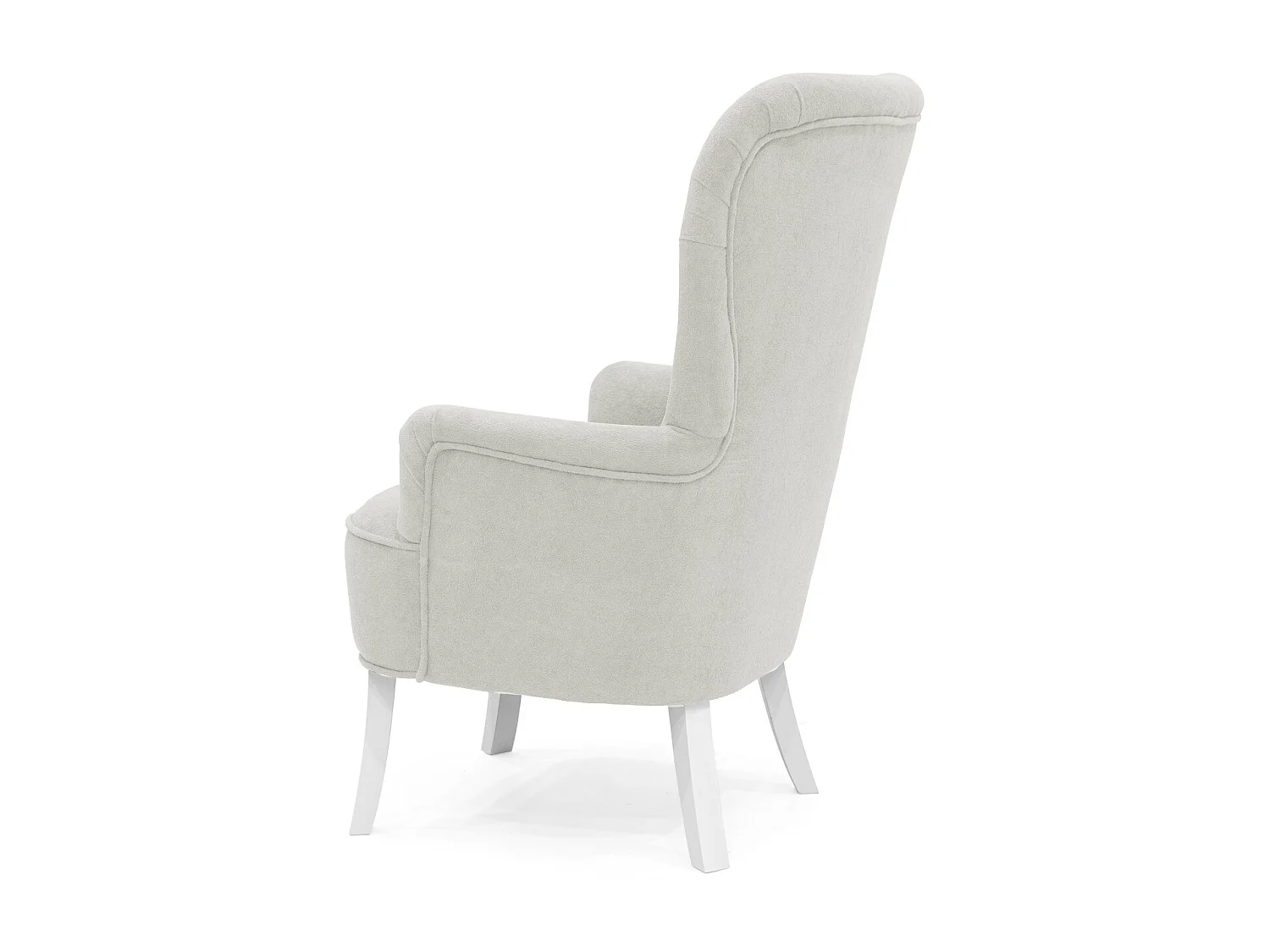 Velo Sessel - Gepolsterter Sessel mit Holzbeinen, Retro-Stil, Cremeweiß.