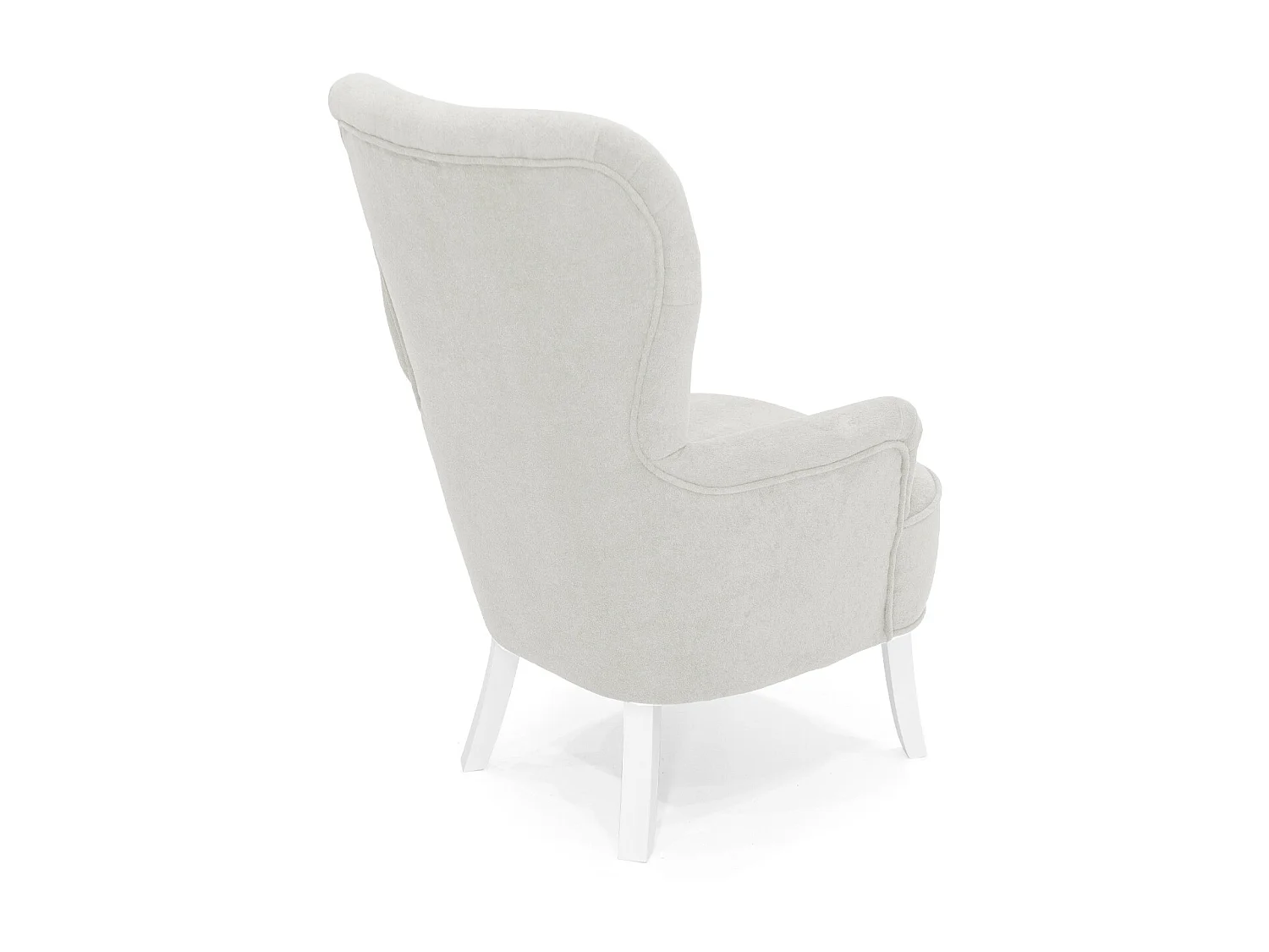 Velo Sessel - Gepolsterter Sessel mit Holzbeinen, Retro-Stil, Cremeweiß.