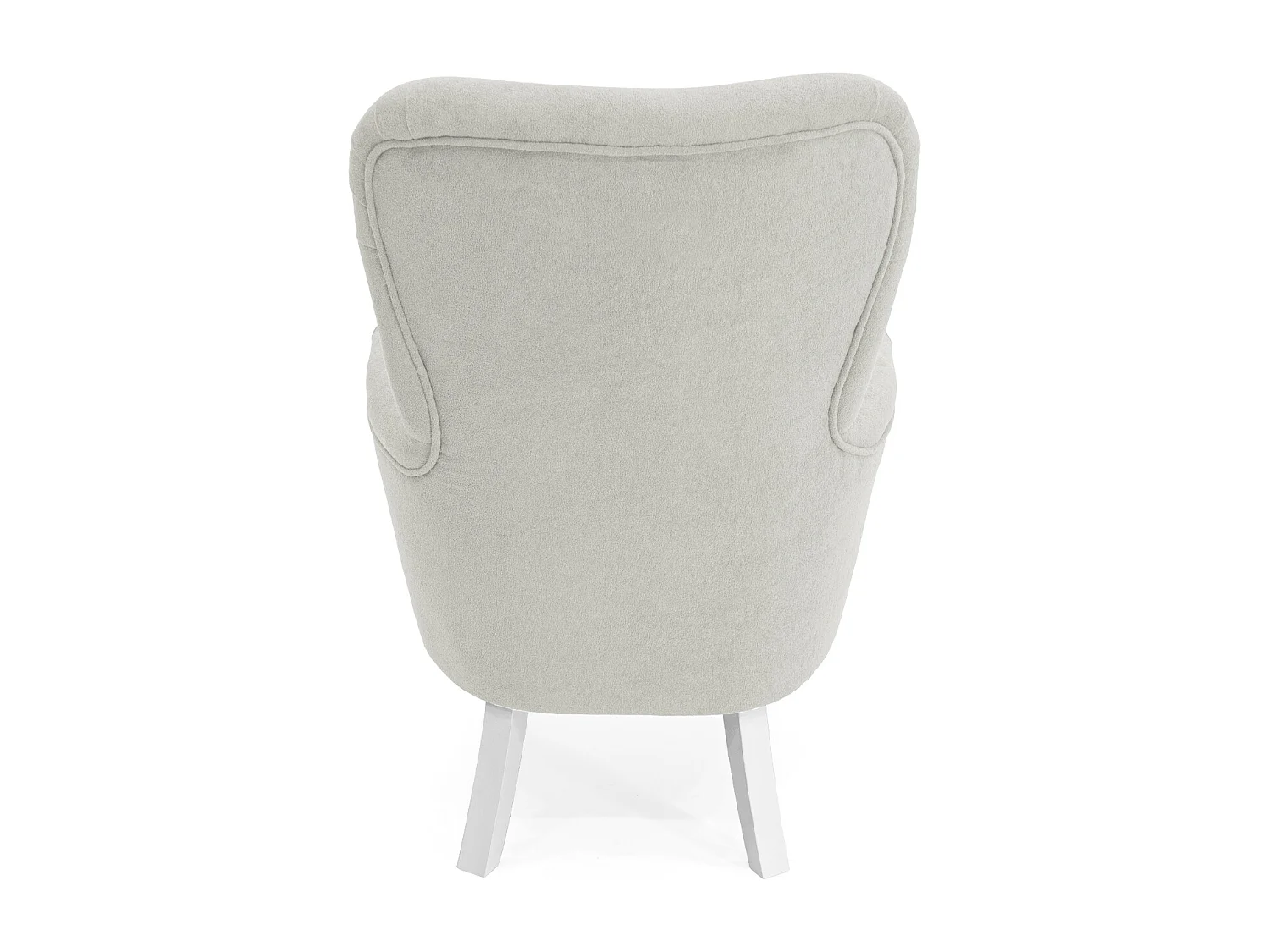 Velo Sessel - Gepolsterter Sessel mit Holzbeinen, Retro-Stil, Cremeweiß.