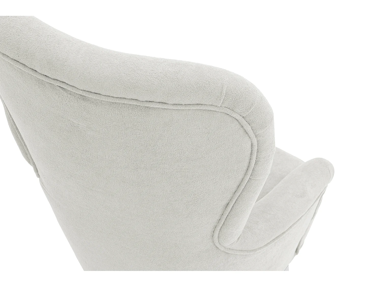 Velo Sessel - Gepolsterter Sessel mit Holzbeinen, Retro-Stil, Cremeweiß.