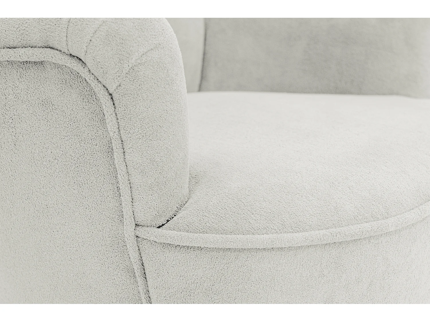 Velo Sessel - Gepolsterter Sessel mit Holzbeinen, Retro-Stil, Cremeweiß.