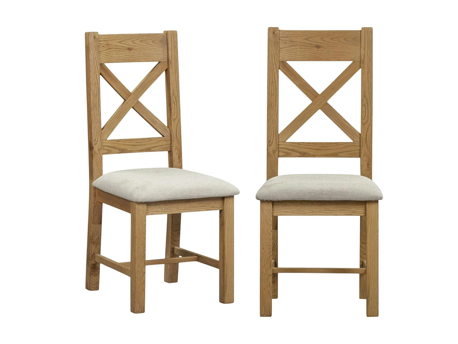 Chaise bois et tissu dossier en croix (lot de 2) VALMONT