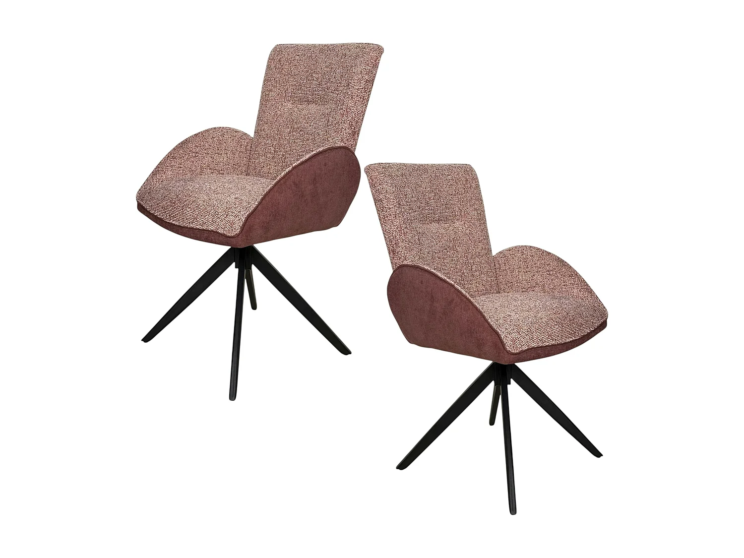 Fauteuil de table pivotant prune, bi-matière (lot de 2) AGADE