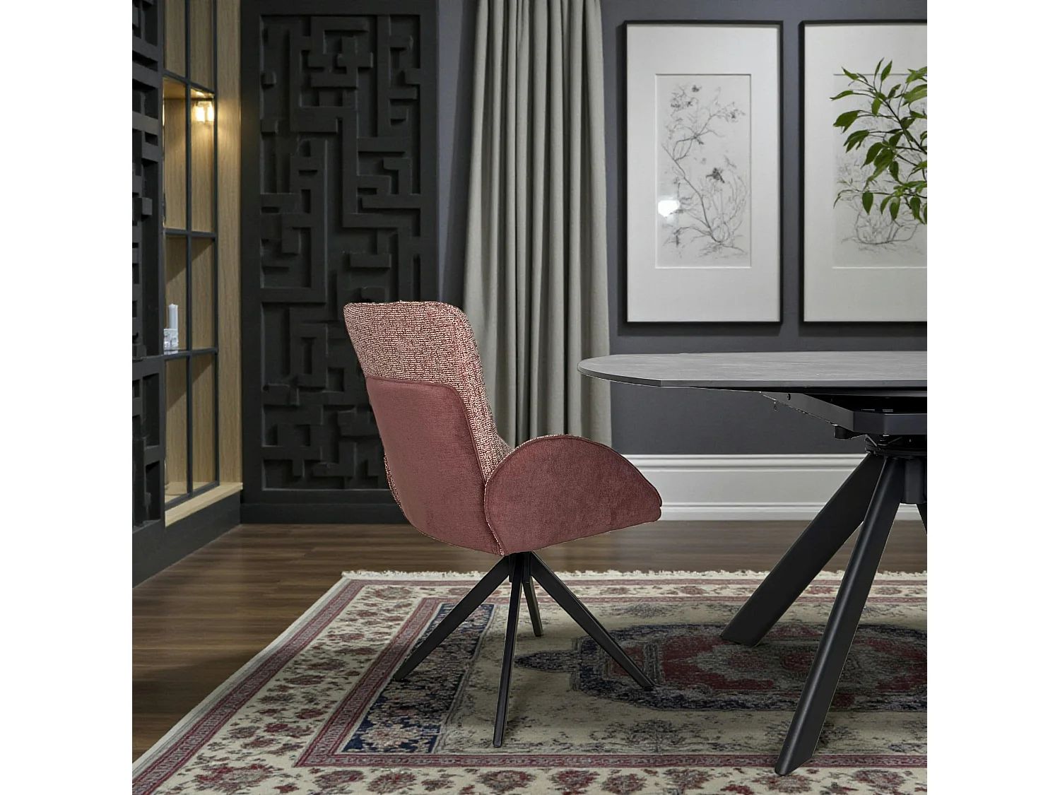 Fauteuil de table pivotant prune, bi-matière (lot de 2) AGADE