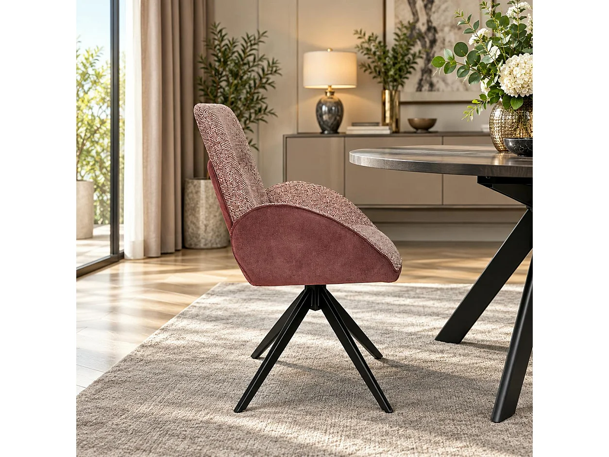 Fauteuil de table pivotant prune, bi-matière (lot de 2) AGADE