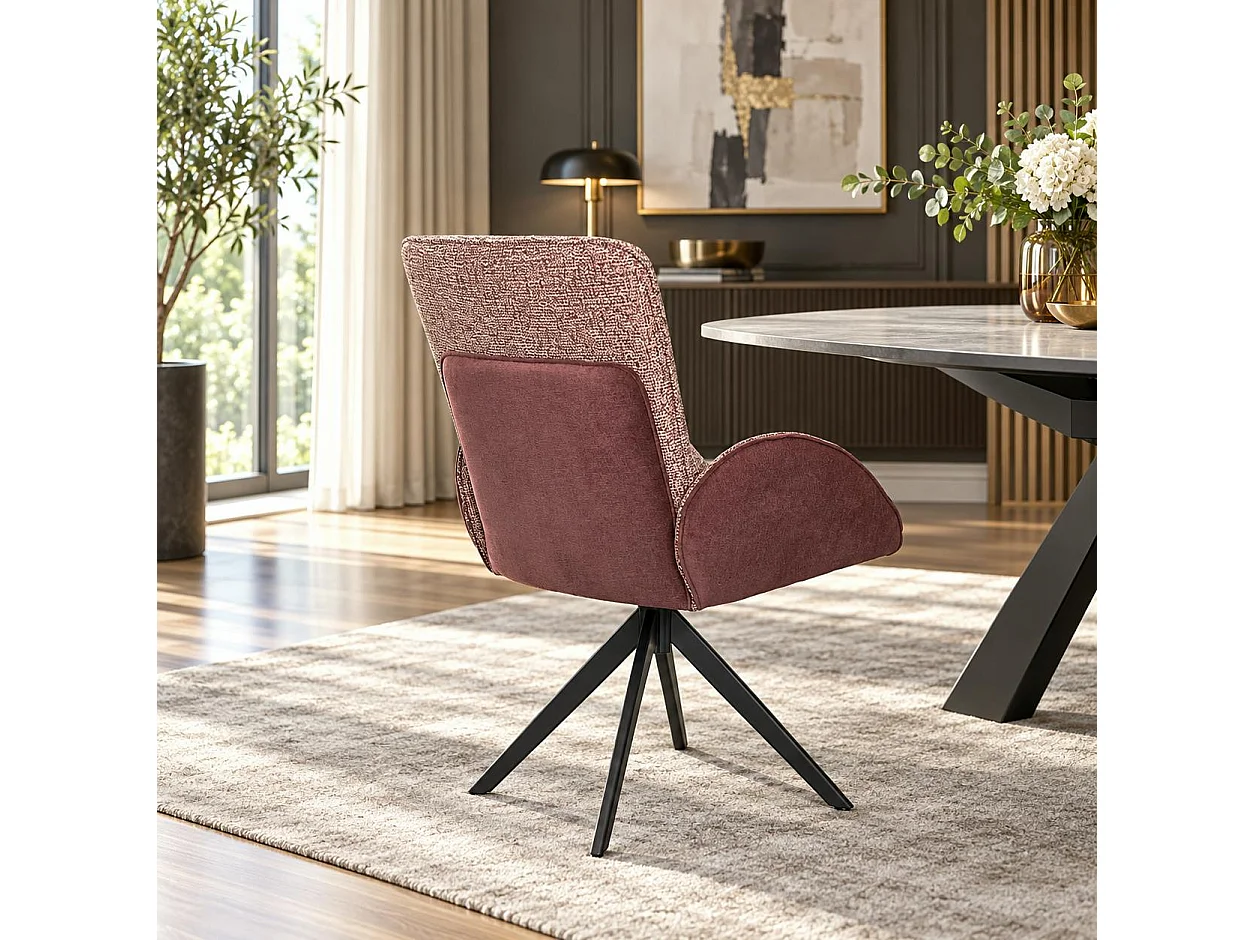 Fauteuil de table pivotant prune, bi-matière (lot de 2) AGADE