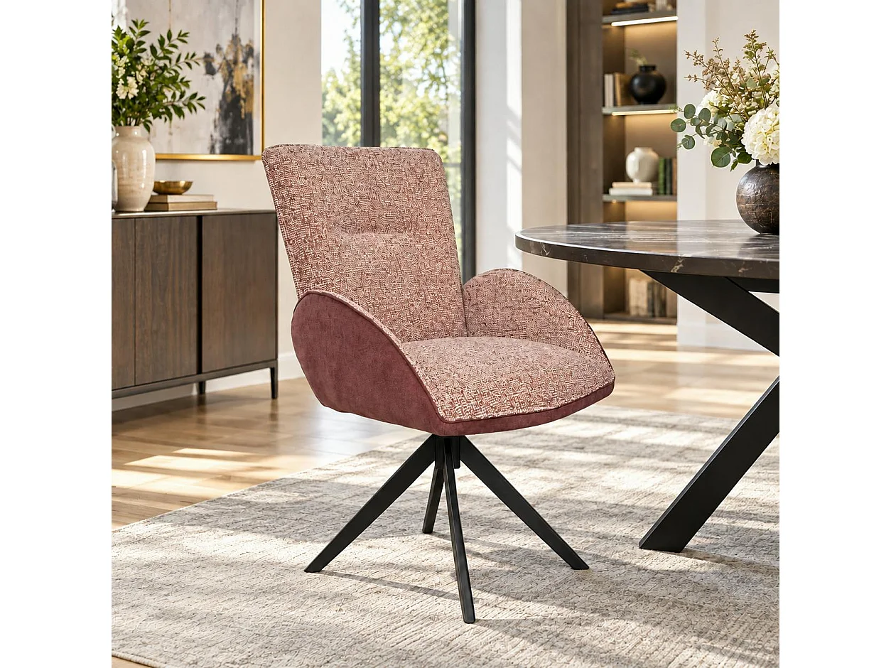 Fauteuil de table pivotant prune, bi-matière (lot de 2) AGADE