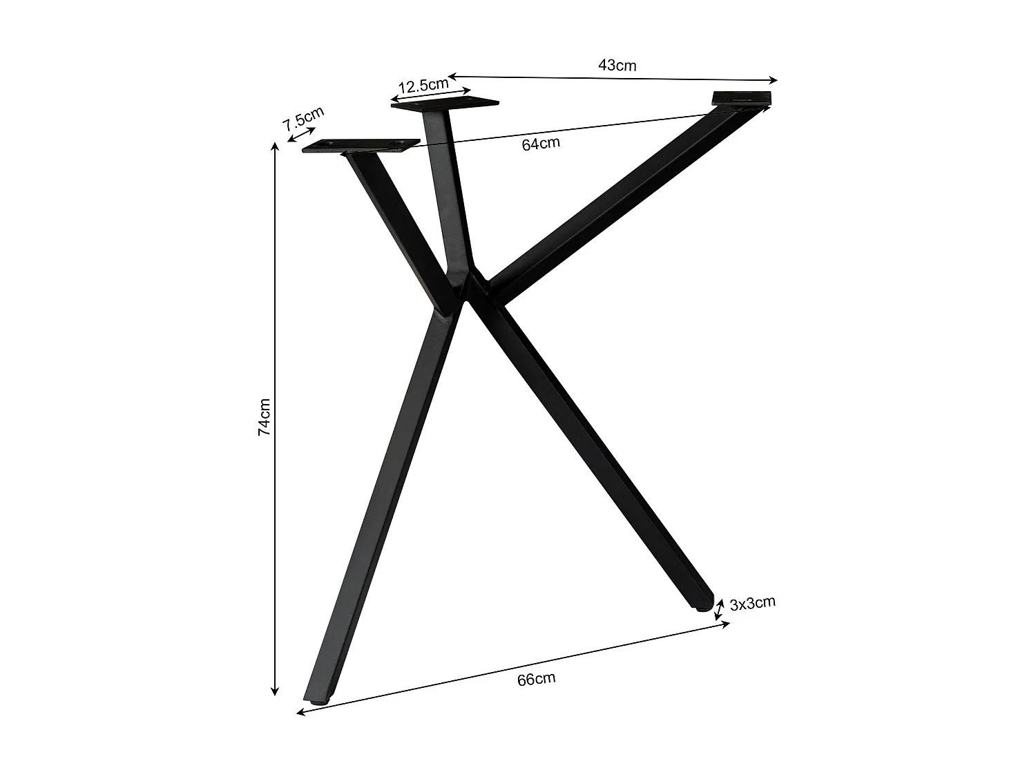 Pieds de table en métal noir pour table rectangulaire (lot de 2) RALF