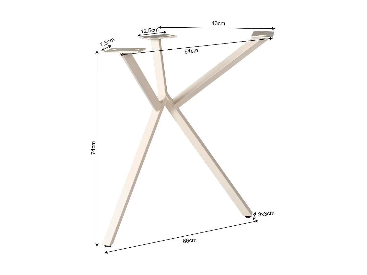 Pieds de table en métal sable pour table rectangulaire (lot de 2) RALF