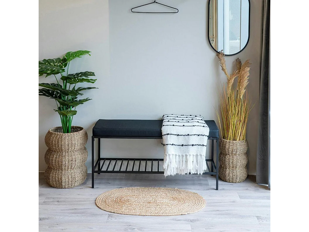 Tapis de salle de bains ovale en jute tressée FEZ