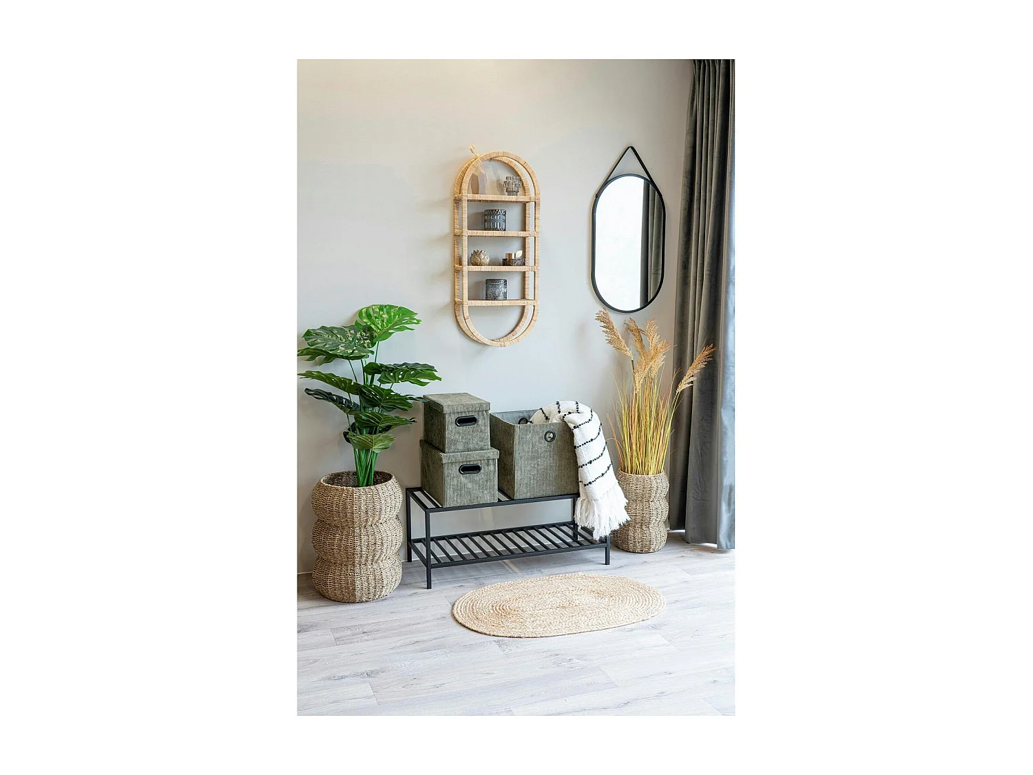 Tapis de salle de bains ovale en jute tressée FEZ