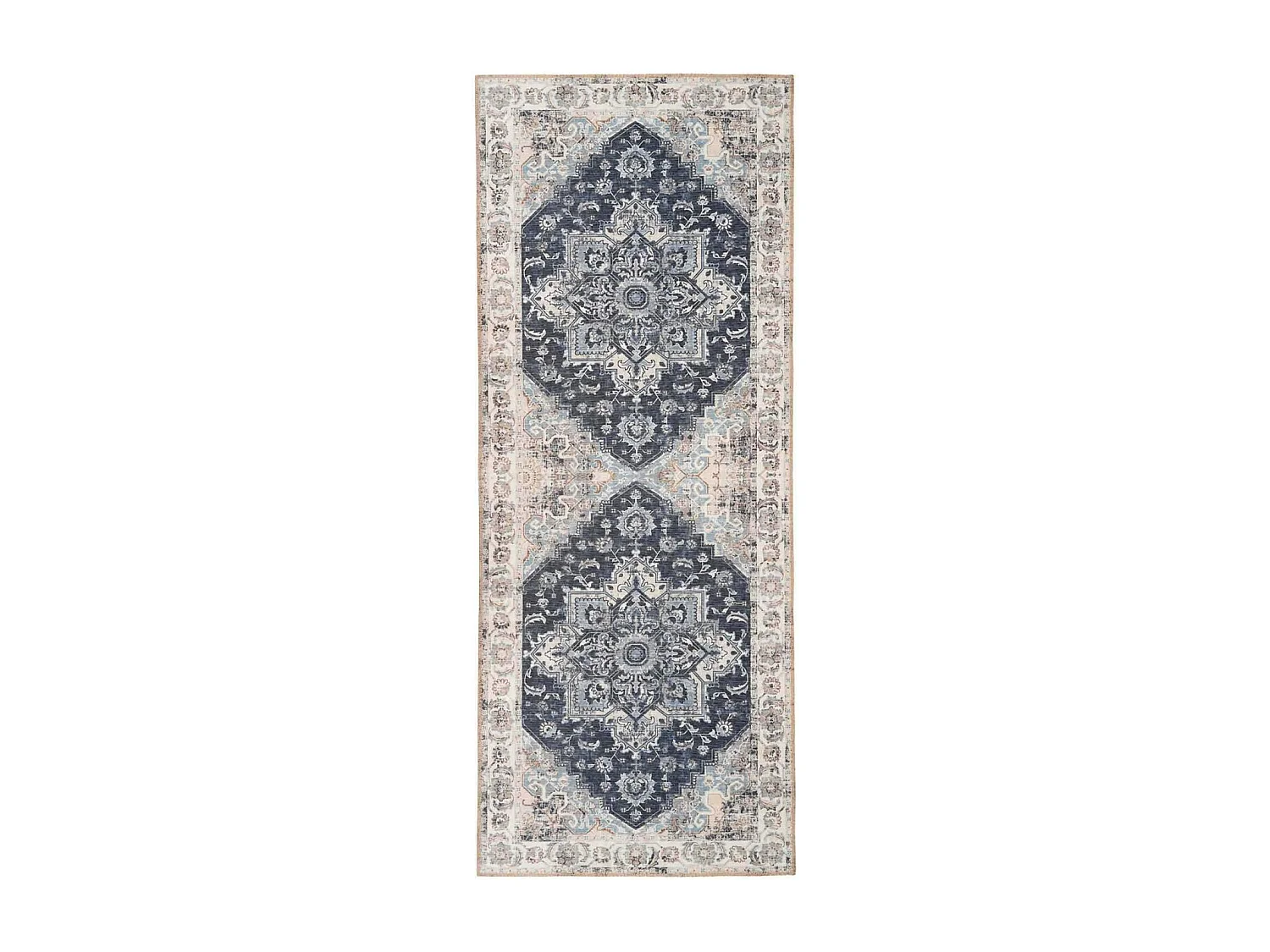Tapis de couloir vintage tons bleus FEZ