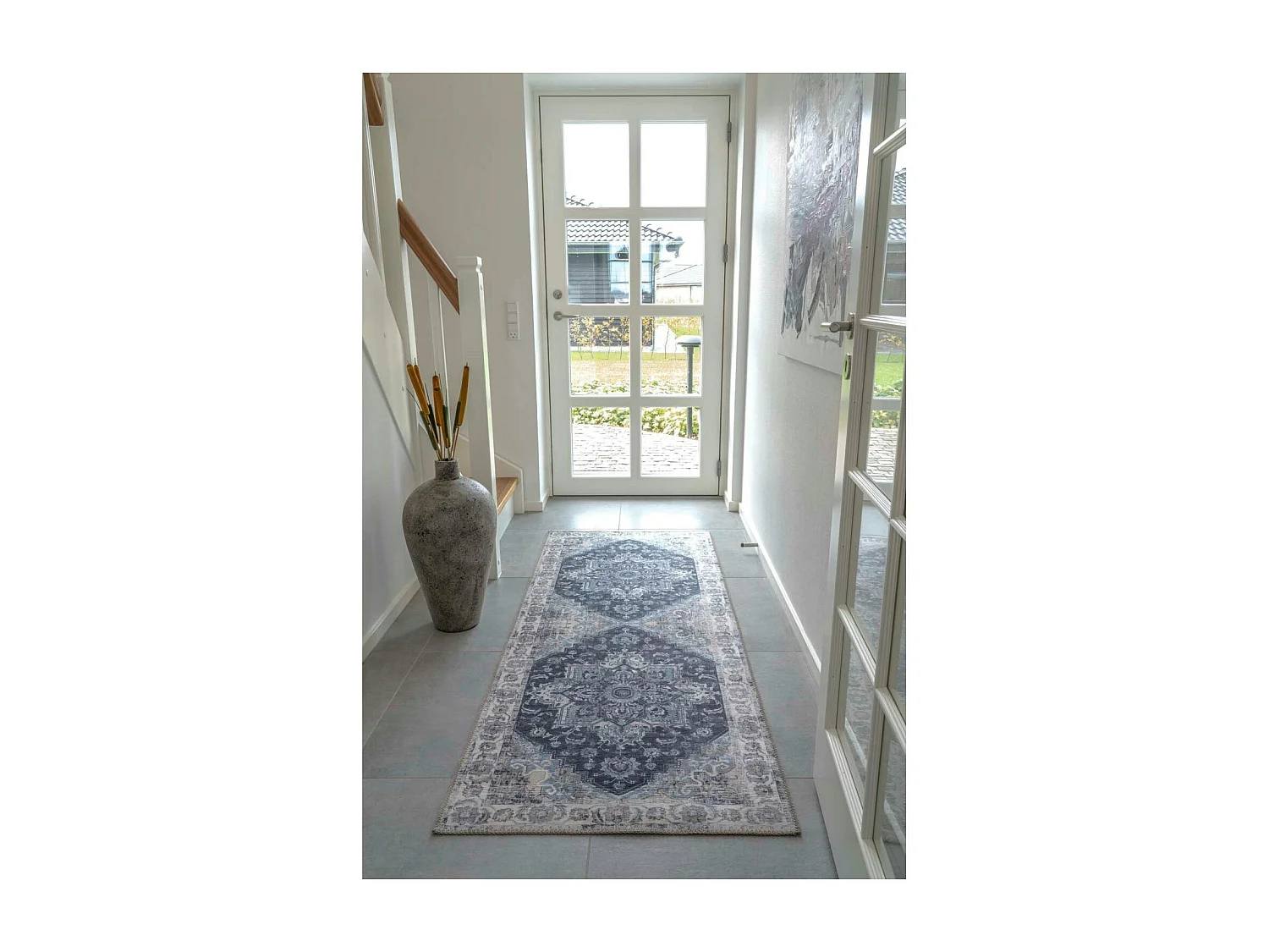 Tapis de couloir vintage tons bleus FEZ