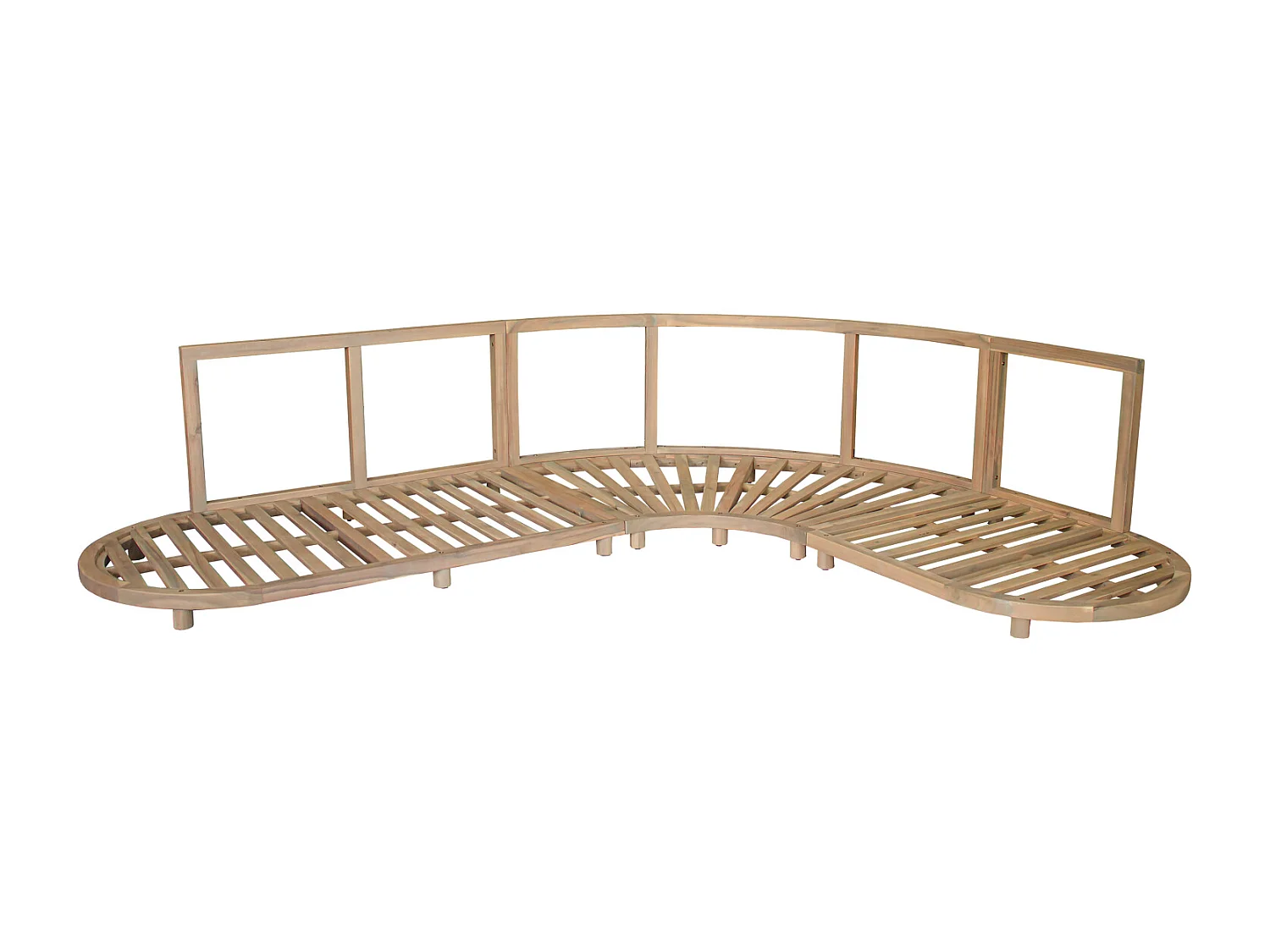 Salon de jardin 5 places en acacia et coussins beige LAGOA - HAPPY GARDEN