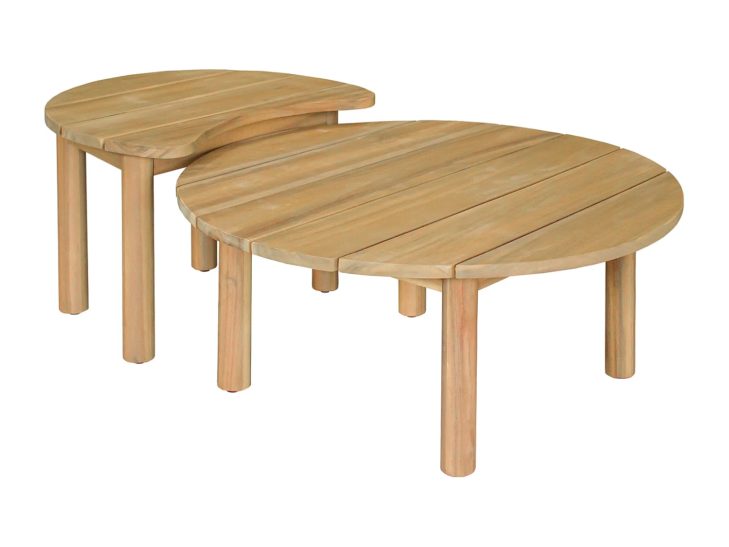 Salon de jardin 5 places en acacia et coussins beige LAGOA - HAPPY GARDEN