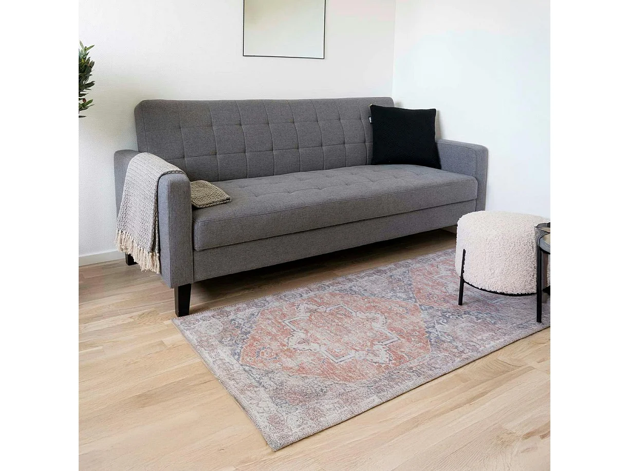 Tapis de couloir vintage tons orange et bleu FEZ