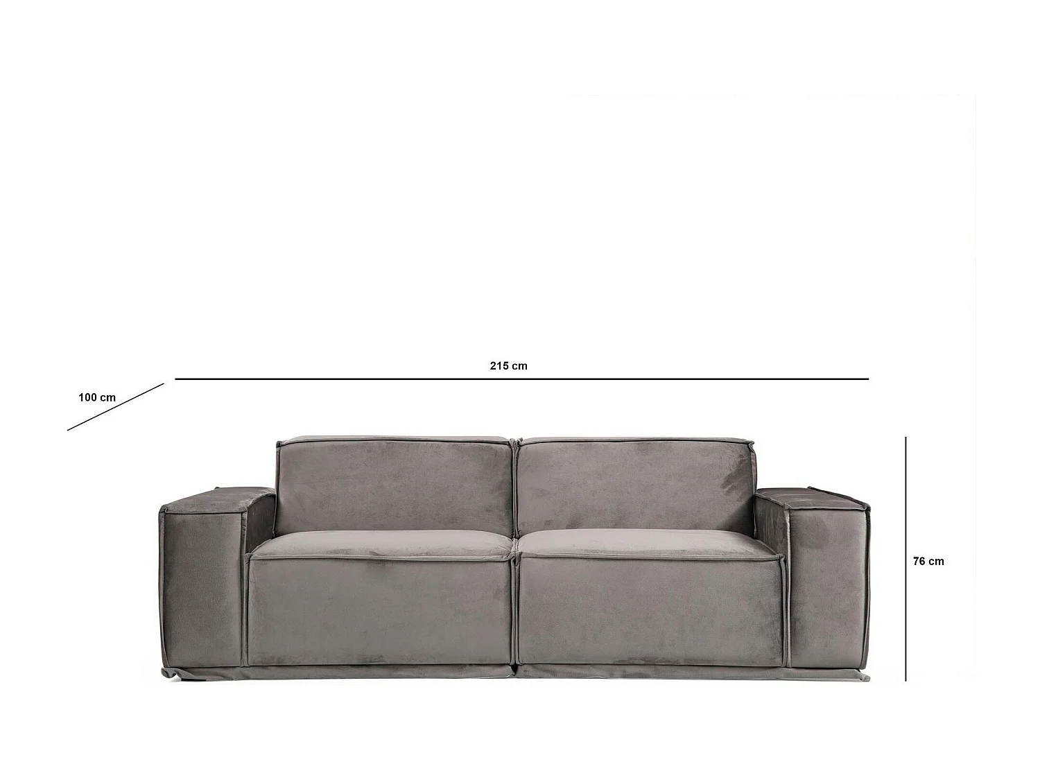 Canapé 3 places modulable velours gris, style urbain BILLUND