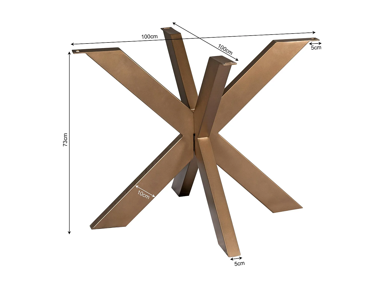 Pied de table mikado en métal bronze pour table ronde / carrée RALF