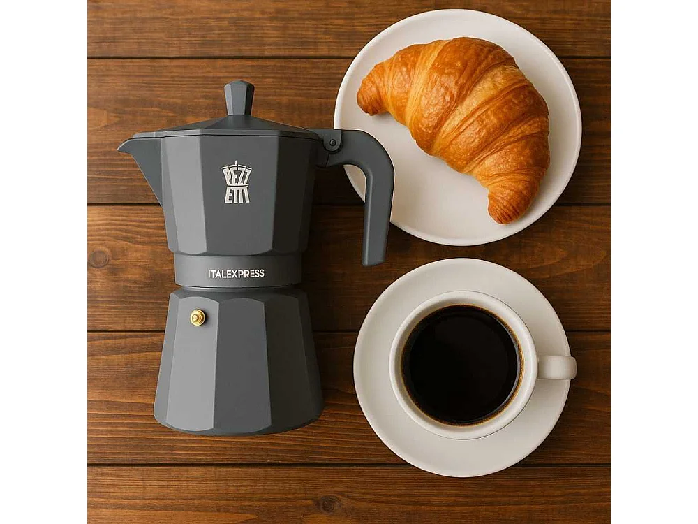 Italiaanse Koffiezetter Pezzetti Italexpress Aluminium 6 Kopjes Blauw - Rijke Aroma's, Elegant Italiaans Design