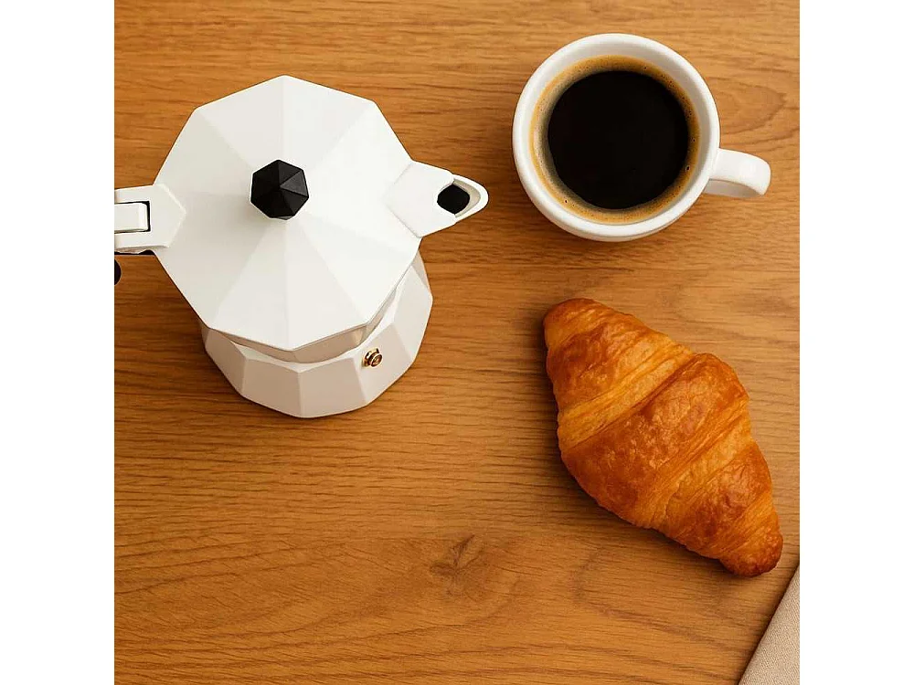 Italiaanse Pezzetti Italexpress Koffiezetter 6 kopjes Mat Wit Aluminium - Traditionele Aromatische Koffie